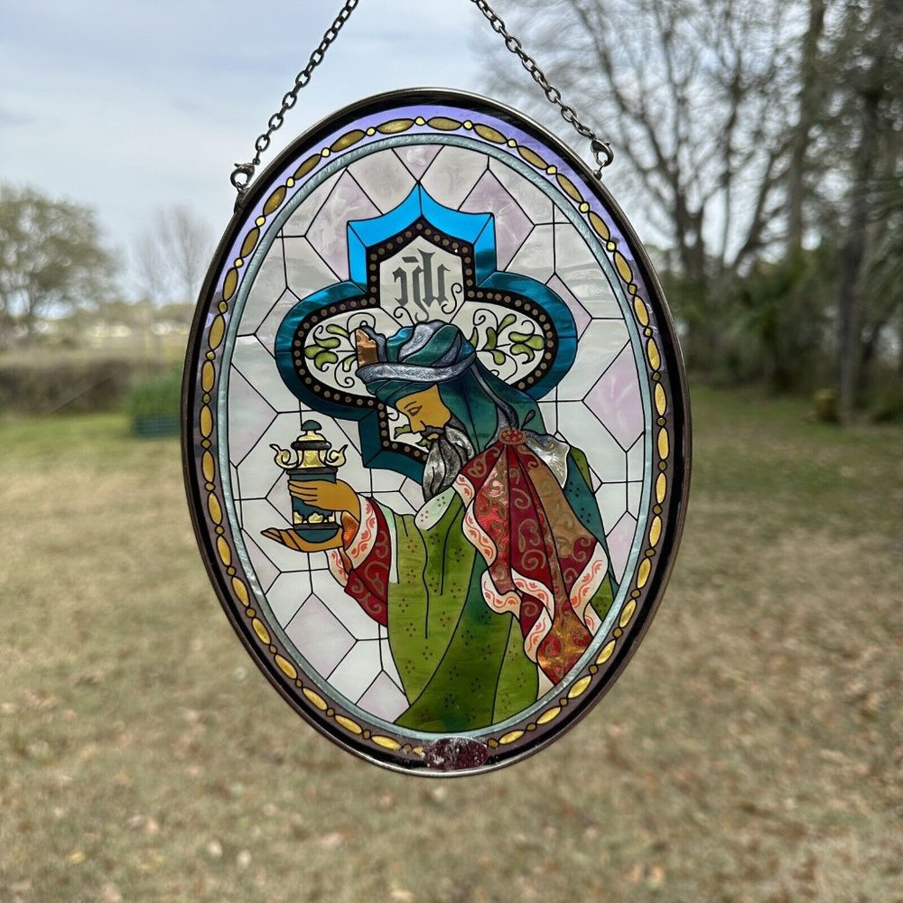 AMIA Oval Stainglass Suncatchers Christian Jesus Wisemen IHC monogram Religous